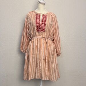 Lemlem Peach and Red Striped Dress